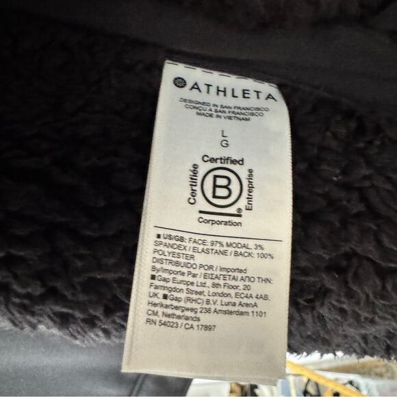 Athleta Black Westbound Sherpa Lined Jacket Womens L Classic Warm Coat Fall - Picture 3 of 8